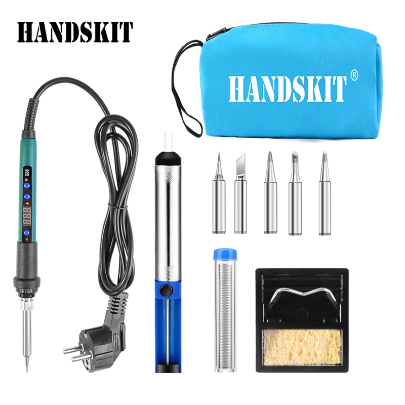 

Handskit Digital Soldering Iron 60w Soldering Iron kit with 5 Soldering Tips Soldering Pump Soldering Stand Welding Tools