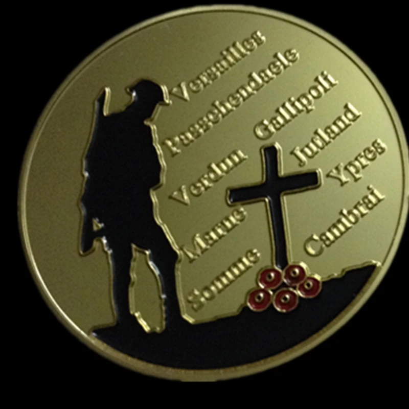 The Great War 100Th Anniversary Commemorative Ww1 Sfida Moneta 1914-1918 World War I Moneta Souvenir Placcata In Oro