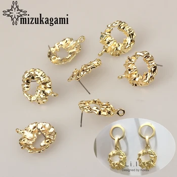 

Golden Zinc Alloy Stud Earrings Hollow Round Base Earrings Connectors 20mm 6pcs/lot For DIY Earrings Jewelry Accessories