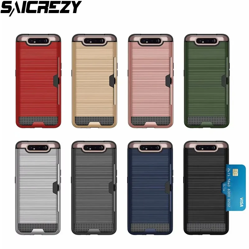 

For Samsung Galaxy A90 A80 A50 A30 A20 Case Slim Credit Cards Holder Hard PC + Silicone Wallet Cover For Samsung A50 Case