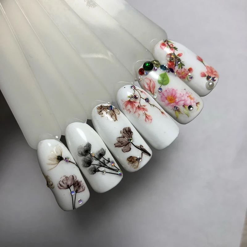 Flower-Series-Nail-Art-3D-Stickers-Sakura-Daisy-Lavender-Floral-Pattern-Transfer-Stickers-Glue-Tips-