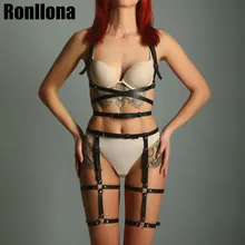 Сексуальный Комплект подвязок из 2 предметов, кожаный ремень, Комплект подвязок, женский бюстгальтер, подтяжки, подвязки, ремни для тела, пояс на талию, бандаж для ног, клетка, подтяжки