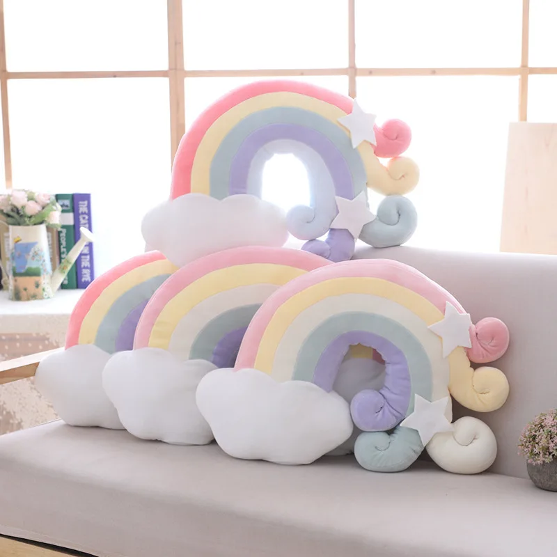 Милая плюшевая подушка с облаком луной звездой радужной оболочкой диванные