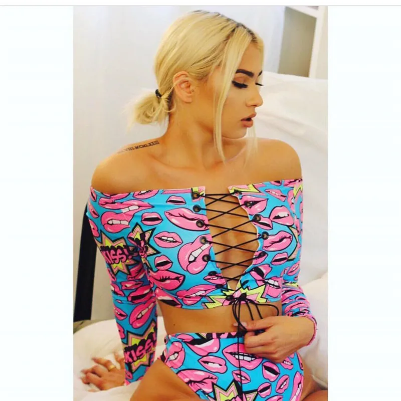 

2018 Brazilian Swimsuit Swimwear African Print Bikini Set Long Sleeve Women Thong Biquini Sexy Tankini Beachwear Bathing Suit