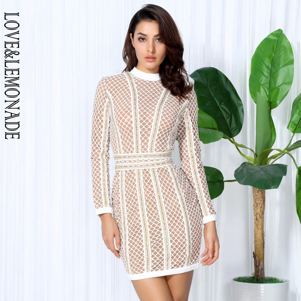 

Love&Lemonade lattice Patchwork whit Belt Party Dress TB 10058