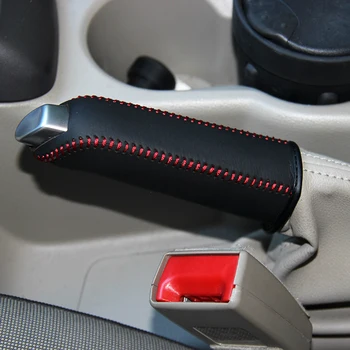 

Top layer leather Case for handbrake Cover For Ford Focus hand brake cover Top genuine leather cover handbrake auto