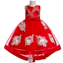 Детская одежда, разноцветное платье со шлейфом для девочек 2-10 лет, детское платье с блестками и бантом, Красивое Праздничное платье принцессы