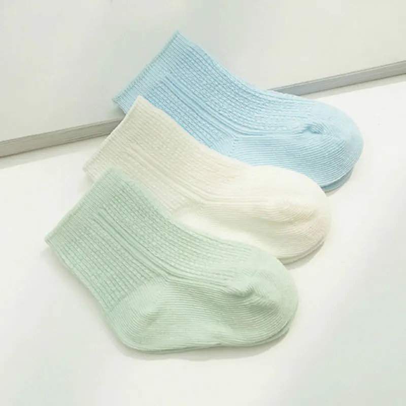 3 предмета, весенне-летние и осенние хлопковые полосатые носки для малышей Детские носки с сеточкой и короткими трубками детские носки с принтом - Цвет: 05