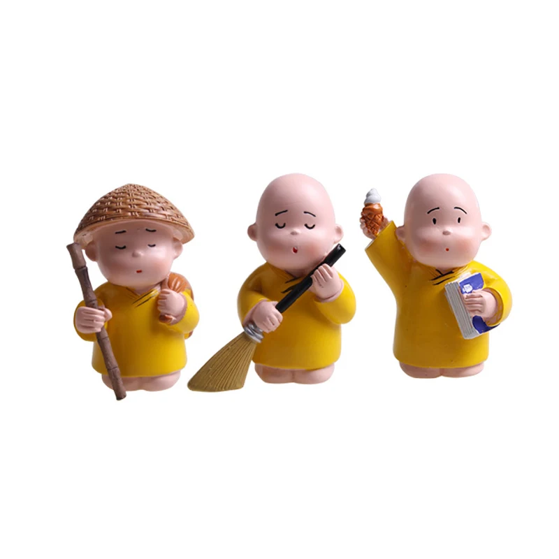 3pcs Car OrnamentThree Little Monks Cute Doll Car Dashboard Decoration Doll Auto Interior