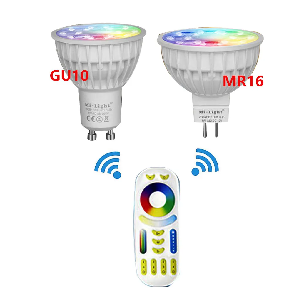 

MiLight AC86-265V 4W LED Bulb GU10 Dimmable LED Lamp Light RGB+Warm White+White (RGB+CCT) Spotlight Indoor Living Room