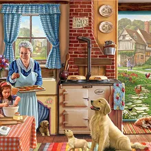 Алмазная живопись на заказ уютная кухня собака пейзаж, картина, выложенная алмазами полный квадратный eigen foto costura acessorios para costura rose