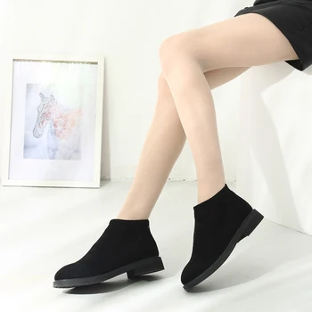 

2019 Winter Women Boots Women Faux Suede Plush Warm Snow Boots Chaussure Femme Flat Platform Wedge Ankle Boots Female Shoes 8513