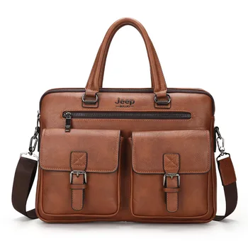

Briefcase Men's bag Large Capacity Multi-pocket Handbag PU Leather One-Shoulder Diagonal Bag Computer Bag For Ipad For Laptop