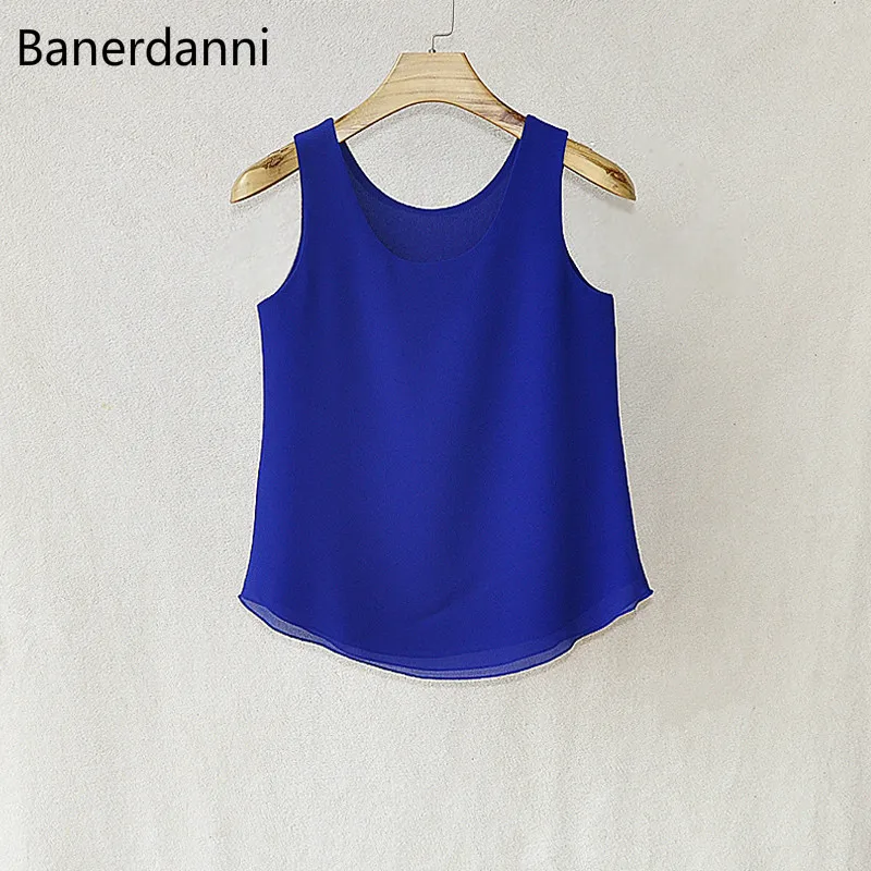

2019 Summer Female Chiffon Blouses Sleeveless Solid Women Shirts Loose Women's Clothing Plus Sizes Candy Color Chiffon Top