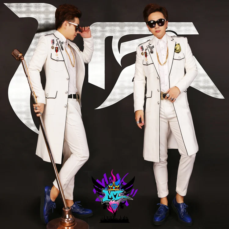 

Nightclub windbreaker male Korean version of the self-cultivation jacket men's singer performance clothing bar DJ men costumes