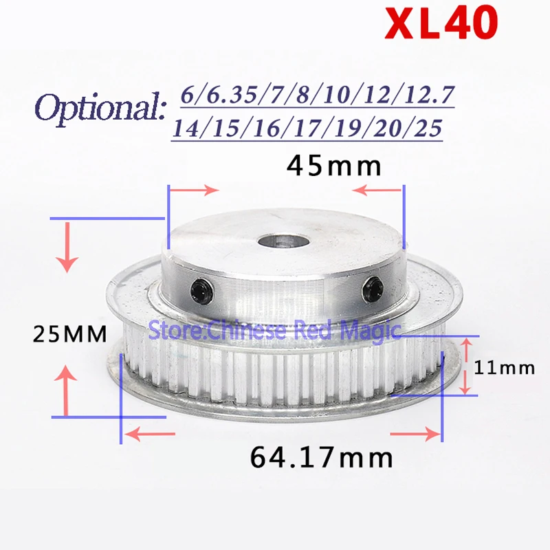 XL40 40 зубчатый шкив алюминиевые детали для 3D принтера 40XL зубьев отверстие 6/6