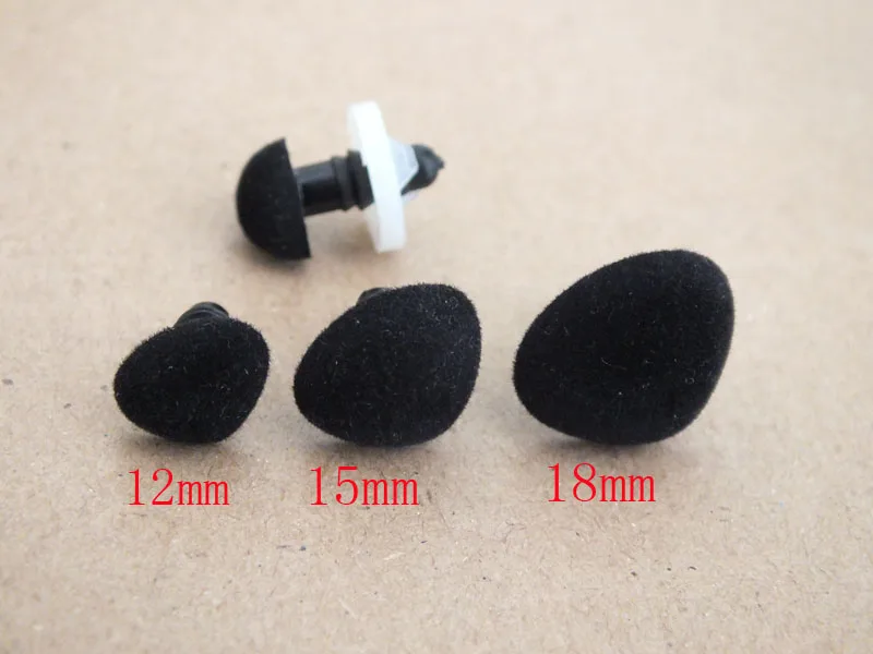 30 개/가방 12mm/15mm/18mm 검은 색 플라스틱 삼각형 벨벳 코-각 크기 10 PCS