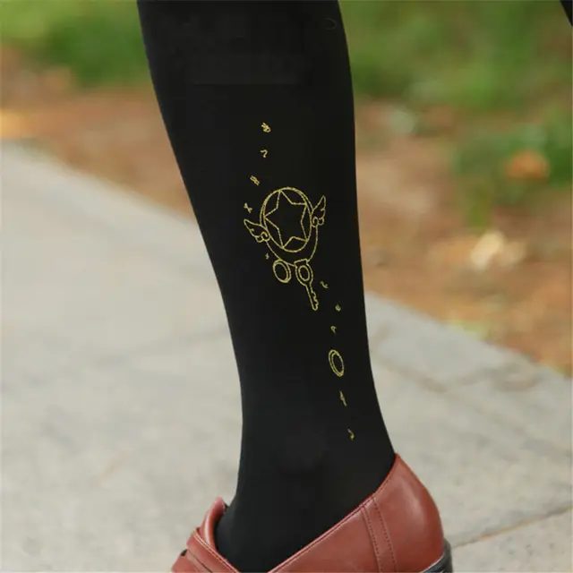 Anime Cardcaptor Sakura Tights Cute KINOMOTO SAKURA Bird Wand Logo Pantyhose Cosplay Props