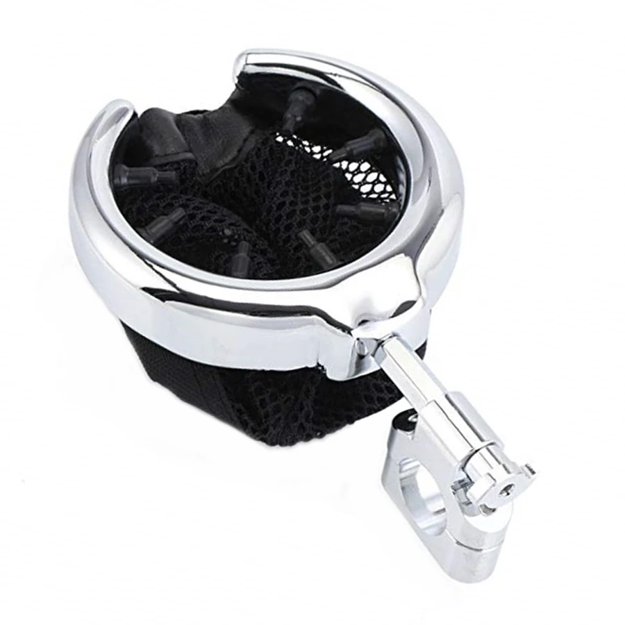 

Motorcycle Handlebar Water Drink Cup Holder Metal Adjustable With Rubber Adapters Universal for 7/8" and 1" Handlebars
