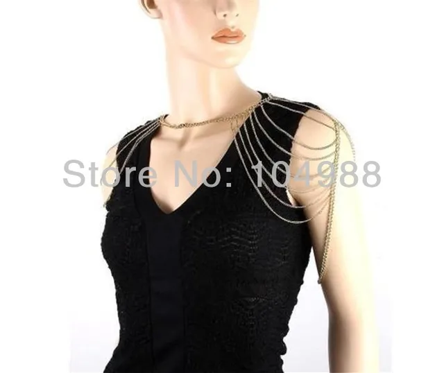 FREE SHIPPING New Style S20 SEXY shoulder Chains wearable jewelry goldtone chain armor strands Body Chains Jewelry