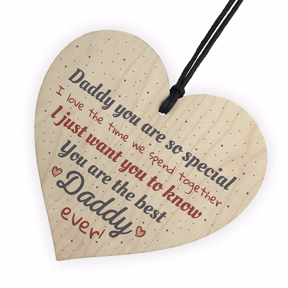 Dad Daddy Grandad Wooden Heart-shaped Wood Crafts Christmas Home DIY Tree Decorations Wine Label Small Pendant Accessories