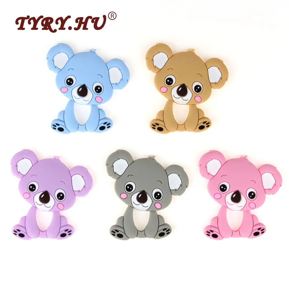 

TYRY.HU 10pc Baby Teether Cute Silicone Koala Animals Teethers Necklace Beads Pendant Baby Chew Teething Toys DIY Jewelry Making