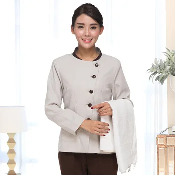 

(10 set-top&pant)Cleaning service long-sleeve waiter clothes pa uniforms female work wear The room attendant overalls women wear