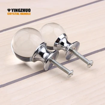 

Transparent 10pcs/ 25mm 30mm Furniture Round Ball Design-clear K9 Crystal Drawer Knobs/handles With Zinc Base Chrome Finish