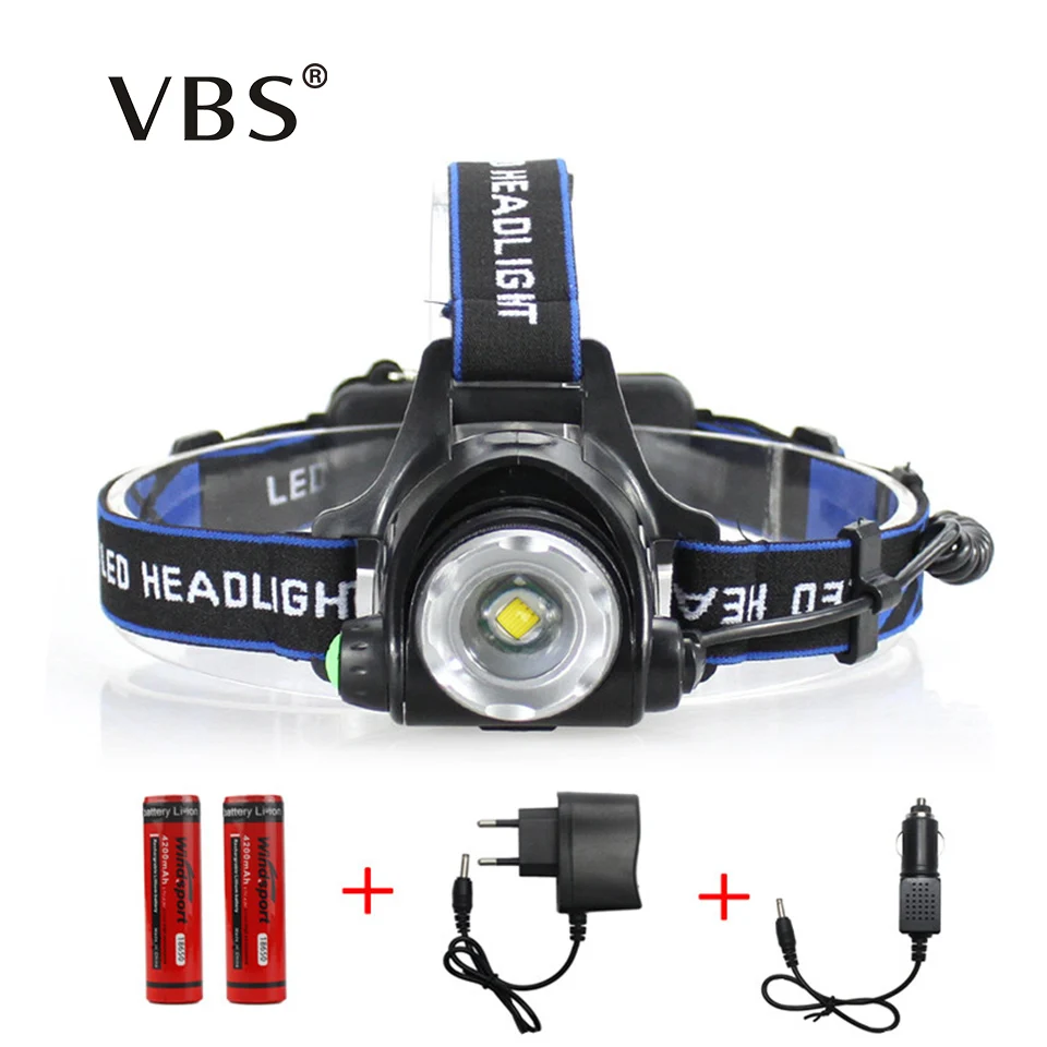 

LED Headlamp Cree XM-L T6 led 2000LM rechargeable Head lamps Headlights lamp lights use 18650 battery AC Charger Head light