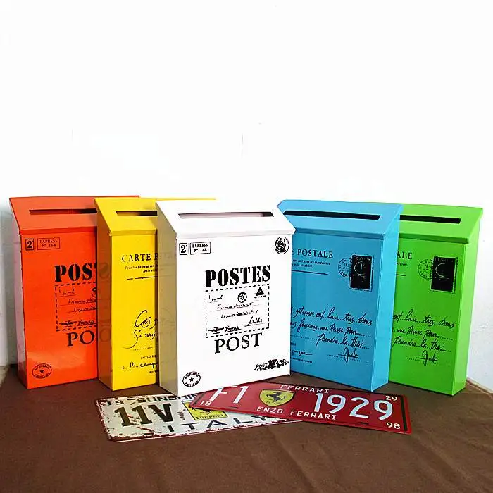 Wall Mounted Mailbox Retro American Pastoral Fashion Bucket Newspaper Post Box Mail Box Metal