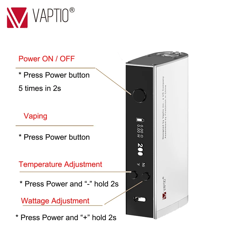Vape Mod электронная сигарета Vaptio S150 с 0 91 дюймовым экраном 18650 сменная батарея (не