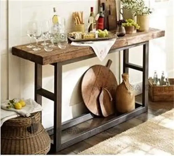 American Retro Style Wrought Iron Console Table Vintage Wood American Retro Style Wrought Iron Console Table Vintage Wood Entrance Station Altar Furniture Factory Direct