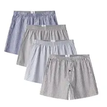 4 шт./партия, мужское нижнее белье, хлопок, классические полосатые боксеры, свободные шорты размера плюс, домашние трусы 6XL 5XL, мужские боксеры
