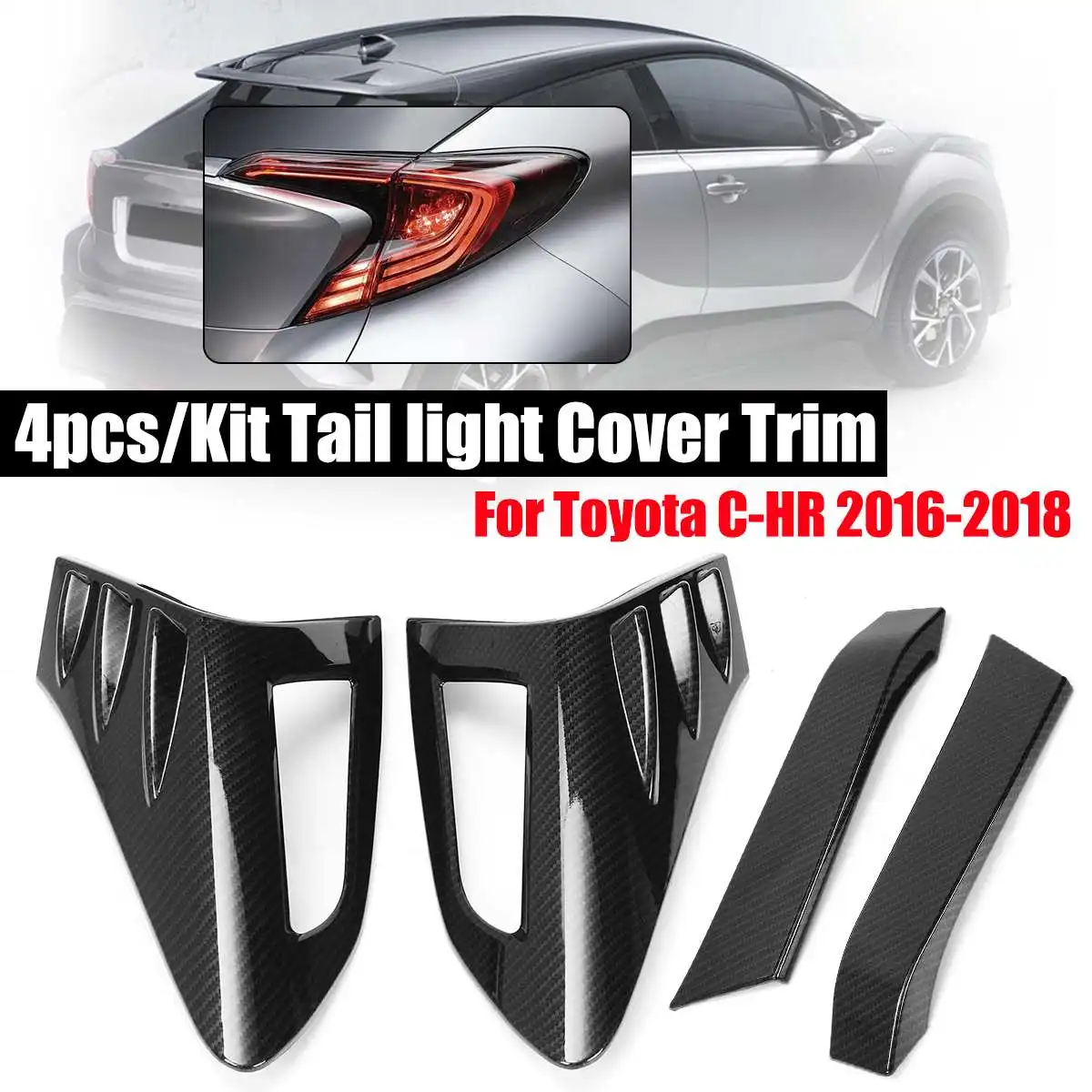 

4pcs/Set Rear Tail Light Lamp Cover for Toyota C-HR 2016-2018 Car Styling Rear Lamp Light Decorative Cover