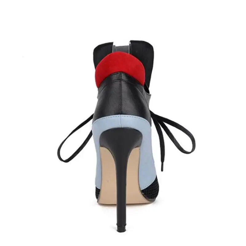 BAYUXSHUO/модные женские туфли-лодочки на высоком каблуке со шнуровкой в стиле панк Разноцветные Женские римские сандалии на шпильке с открытым носком