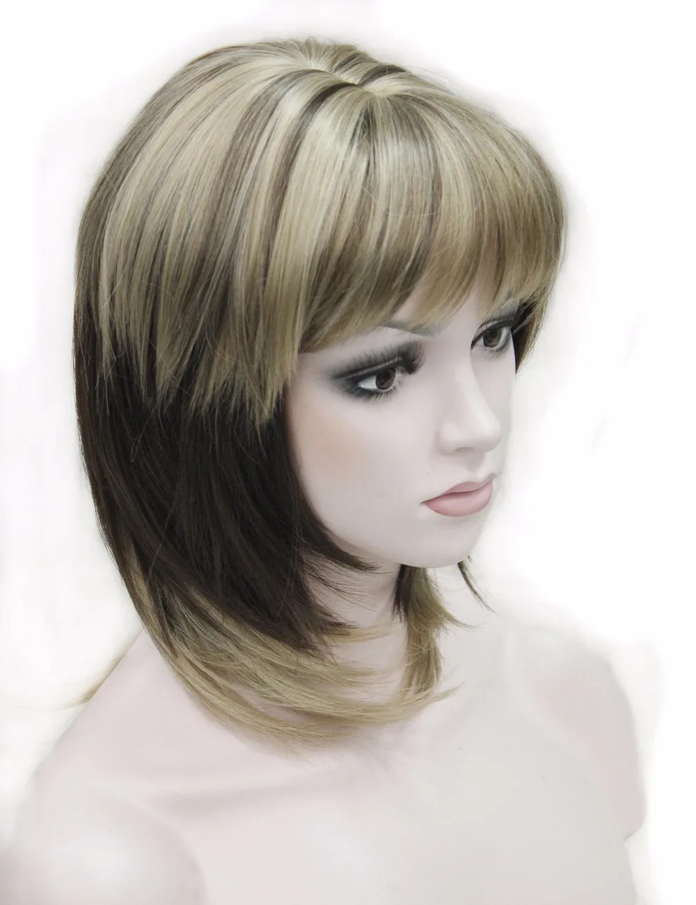 

Strong Beauty Synthetic Wigs Medium Long Straight Ombre Women's Full Wig With Bangs