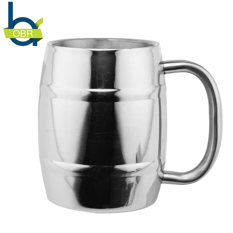 14oz / 400ml Stainless Steel Beer Mug With Handle Coffee Cups Double