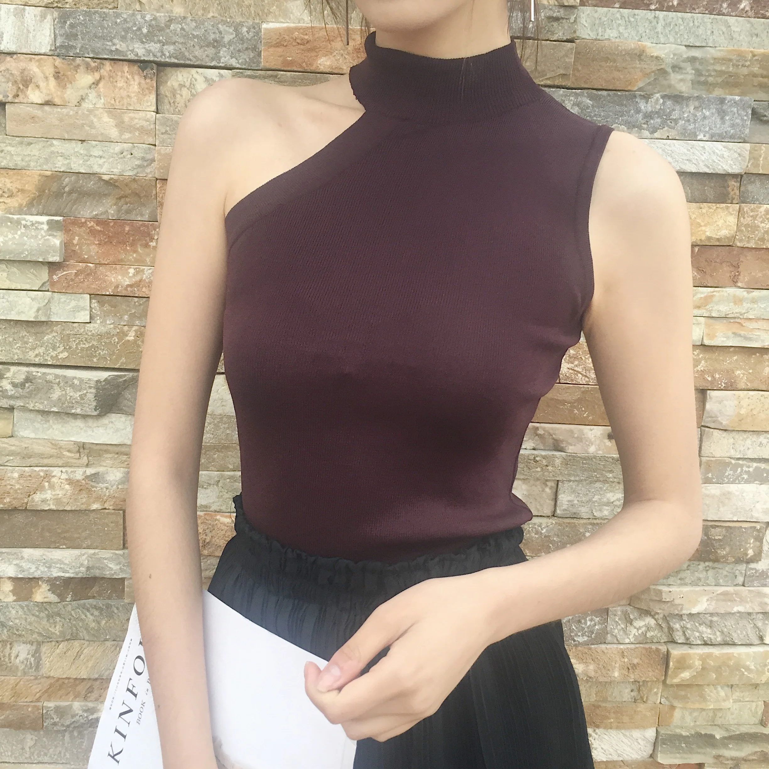 Женский трикотажный топ без рукавов облегающая Укороченная рубашка|camiseta tirantes
