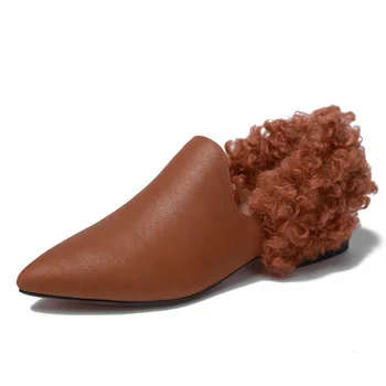 

2018 new style fashion flat women's shoes leather plush velvet decoration sexy comfortable women shoes