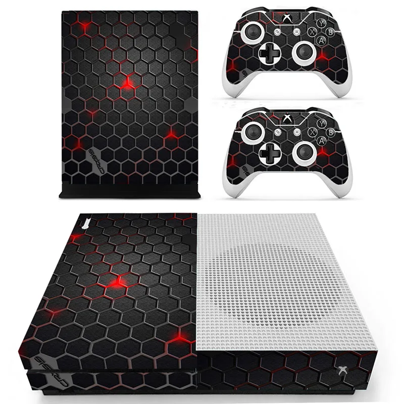 

Fashion Black Vinyl Cover Decal For Xbox One S Skin Sticker New Model Console & 2 Controller Protective Skins