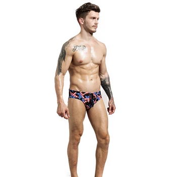 

Fashion Mens American Flag Printed Underwear Sexy Drawstring Slips BeachWear Bikini Comfortable Male Briefs Underpants