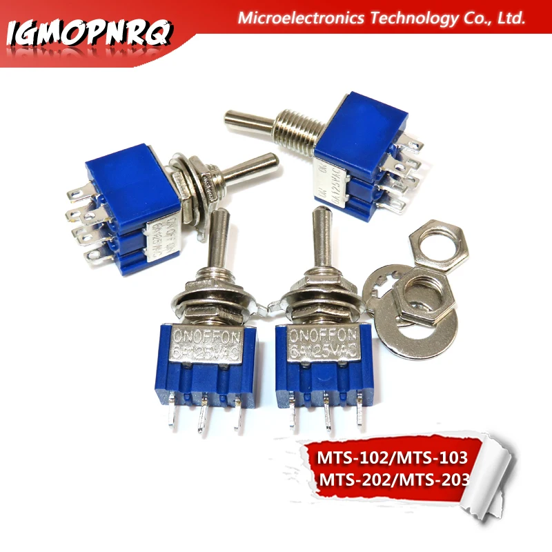 

5pcs Mini Toggle Switches MTS-102 MTS-103 MTS-202 MTS-203 For Switching Lights Motors