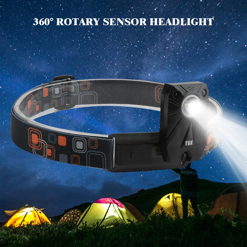 cheap BORUiT Motion Sensor Headlight Mirco USB Charger LED Headlamp Hat Clip Flashlight Fishing Hunting Head Torch Built in Battery