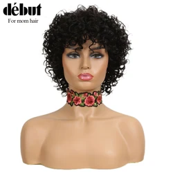Debut Short Curly Real Human Hair Wigs 100% Raw Indian Natural Hair Wigs For Mom Refreshing Breathable T1B/30 Cheap Colored Wigs Debut Short Curly Real Human Hair Wigs 100% Raw Indian Natural Hair Wigs For Mom Refreshing Breathable T1B/30 Cheap Colored Wigs