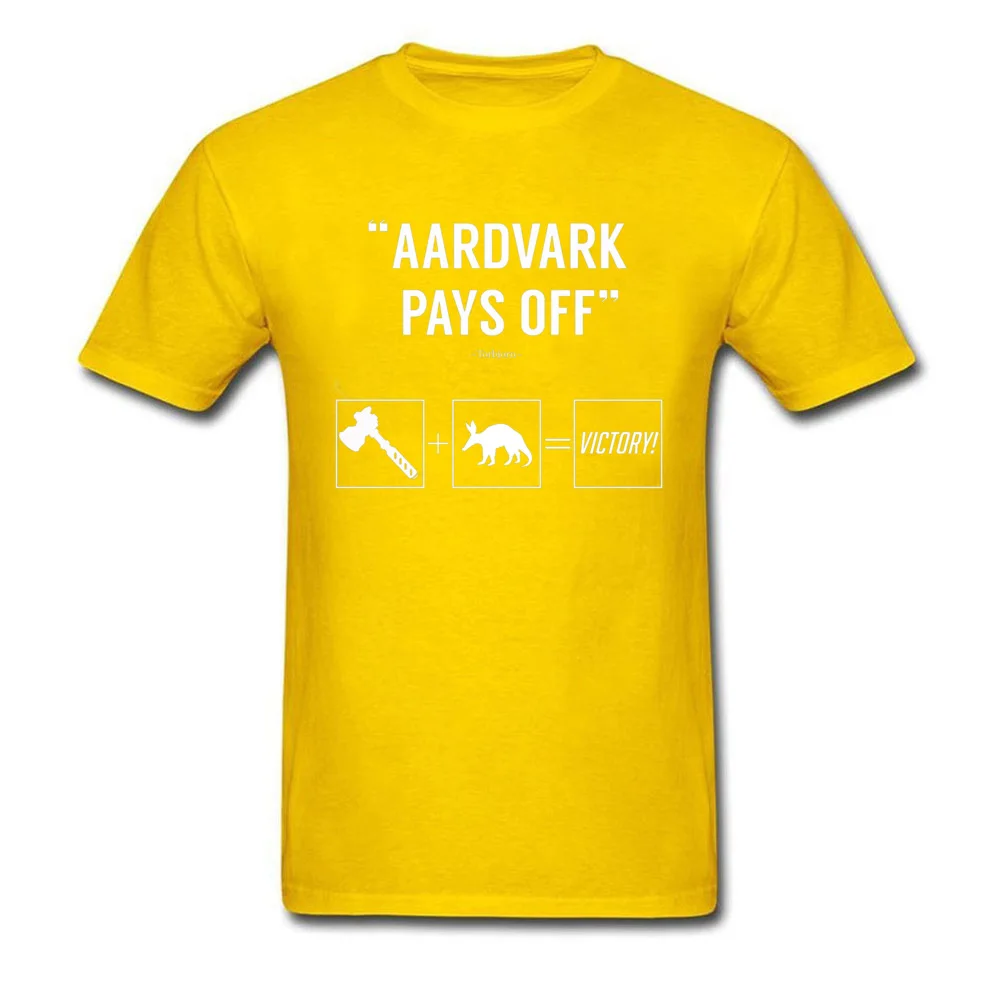 Aardvark pays off Torbjorn 14024 Short Sleeve T Shirt NEW YEAR DAY Crewneck 100% Cotton Men's T-Shirt Cool Tee-Shirt Fashion Aardvark pays off Torbjorn 14024 yellow
