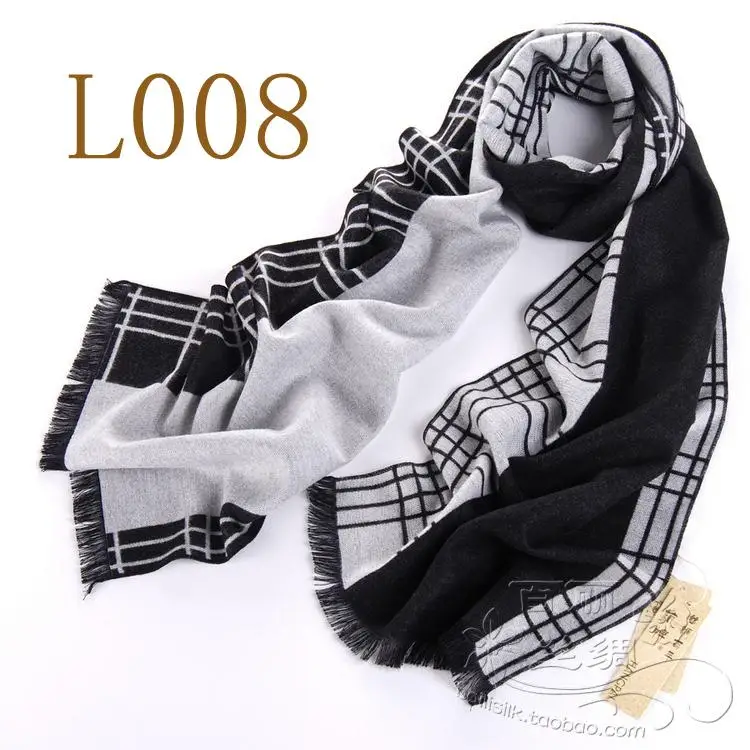 Silk warm and delicate 8 mulberry silk men's scarf to warm up and down black and white grey 005 male scarf