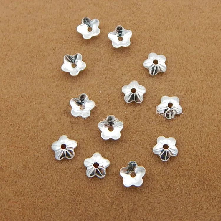10pcs/lot 4mm 925 Sterling Silver Flower Bead Loose Spacer Beads Caps End Beads Cap for DIY Jewelry Finding Making Accessories