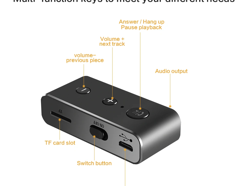 V4.2 автомобильный музыкальный ресивер с громкой связью, Bluetooth, 3,5 мм, AUX CD-плеер, аудио адаптер, используемый для всех аудиовхода, для ТВ, ПК, проектора, ipad