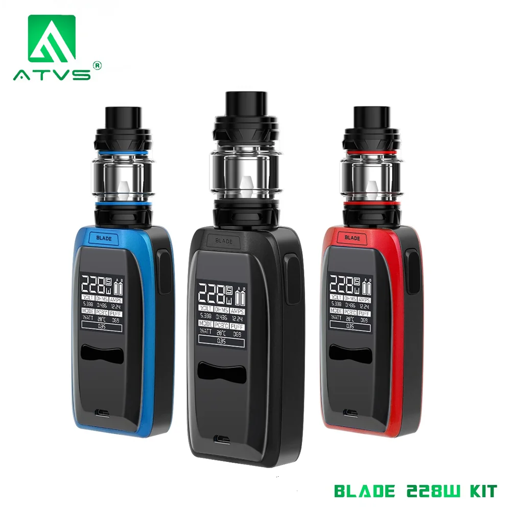 

Original ATVS Blade Vape Mod Starter Kit E Cigarette 228W VW TC Box Mod 5ml Top-Fill SR-11 Atomizer Tank Vaporizer vs Revenger X