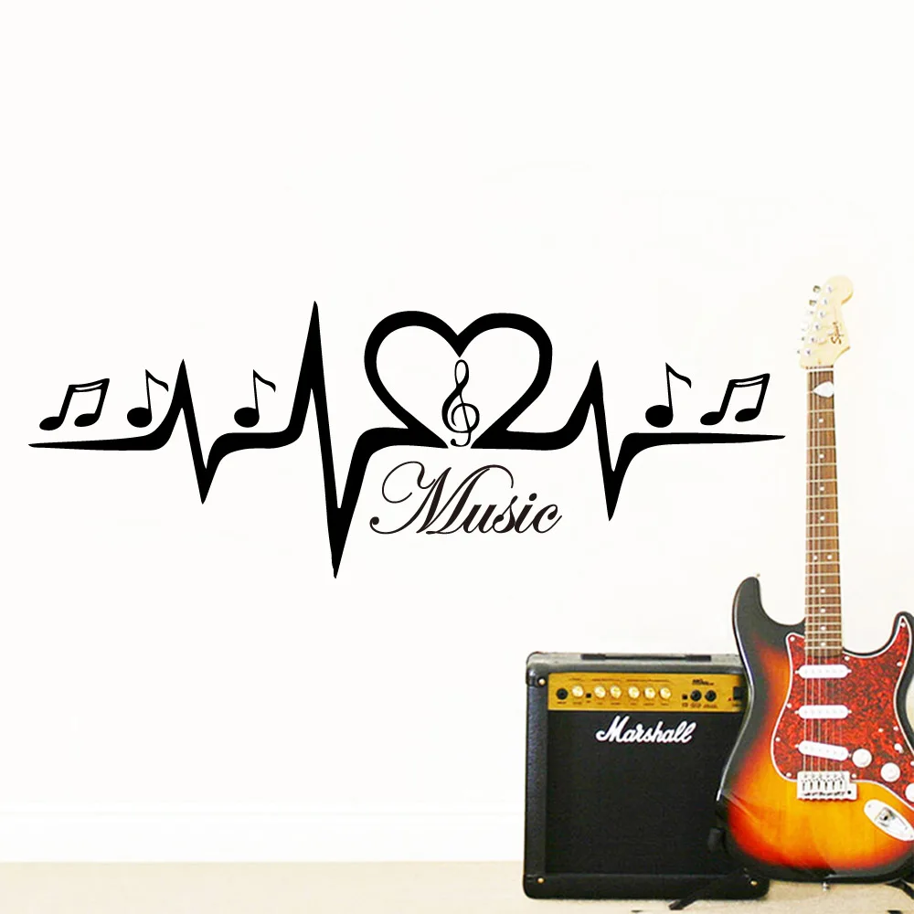 Luxuriant Music Ecg Vinyl Kitchen Wall Stickers Wallpaper Living Room Children Room Wall Decoration Murals